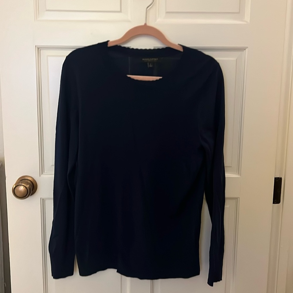 Banana Republic scalloped neck blue sweater